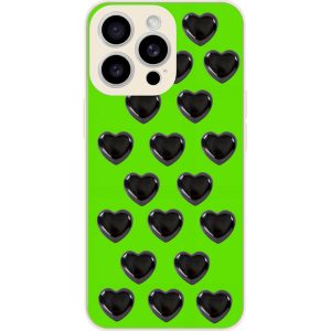Black Hearts with Green Background